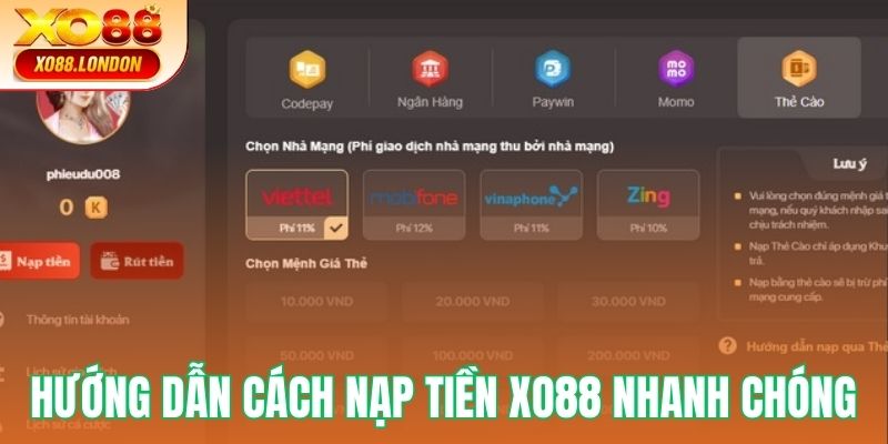 Hướng dẫn các bước nạp tiền tại nhiều kênh thanh toán